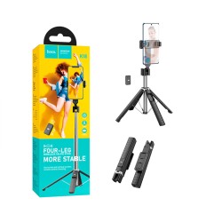 Soporte de Teléfono de Cuatro Patas Hoco K18 Wave para Transmisión En Vivo con Control Remoto Negro Soporte de Teléfono de Cuatro Patas Hoco K18 Wave para Transmisión En Vivo con Control Remoto Negro